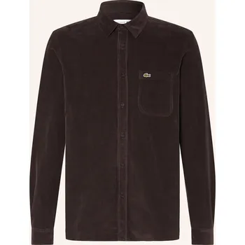 Pánská košile Lacoste Pánská Manšestrová Košile Comfort Fit, tmavě hnědá, 41