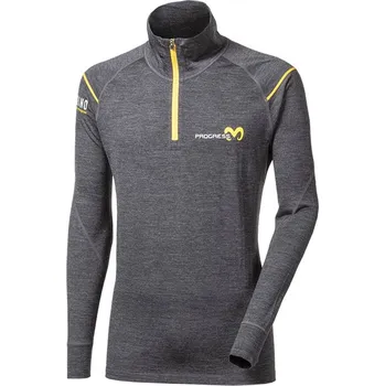Pánský svetr Progress MW NRZ šedý melír pánský rolák / triko dlouhý rukáv 100% Merino vlna - XXL