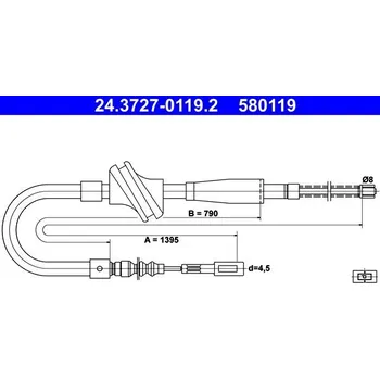 Brzdový systém Tažné lanko, parkovací brzda ATE 24.3727-0119.2