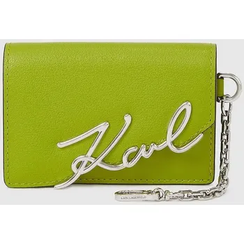Peněženka Kožená peněženka Karl Lagerfeld K/SIGNATURE dámská, zelená barva, A4W32019 71X, vel. ONE SIZE