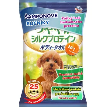 Kosmetika pro psa Šamponové ručníky pro expresní koupání bez vody s prevencí kožní alergie 25 ks