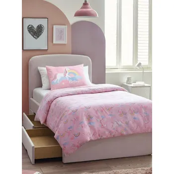 Povlečení Sinsay - Bavlněná souprava povlečení 160 cm × 200 cm - růžová - 404GS-30X - 404GS-30X-ONE