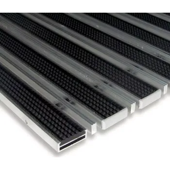 Rohožka Gumová hliníková kartáčová venkovní vstupní rohož FLOMA Alu Low Extra (Bfl-S1) - 100 x 150 x 1 cm