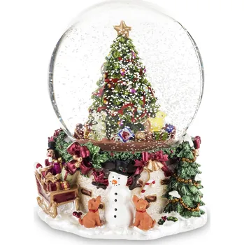 Vánoční dekorace Sněhová koule - vánoční stromek 17 x 13 x 13 cm bílá