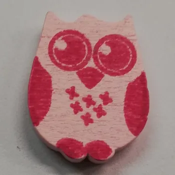 Dětské navlékací korálky Dřevěné korálky - sovička světle růžová - 19x25mm - 1ks