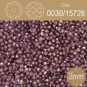 Korálek Korálky BROUŠENÉ 3mm. Barva 0030/15726 průhledná fialová s pokovem. Balení 150Ks.