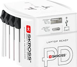 SKROSS Univerzální cestovní adaptér 2 pólový "MUV USB AC65PD", PD 65W, USB A + C, USB C kabel (1.302976) - 19.09.1310
