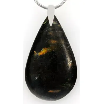 Přívěsek Unisex přívěsek z nummitu QAA, stříbro Ag 925/1000, kapka cca 36 x 22 mm, RARITA (NT6066P)