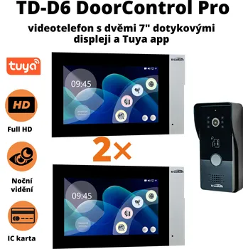 Domovní zvonek TD-D6 DoorControl Pro – videotelefon s dvěmi 7" dotykovými displeji a Tuya app