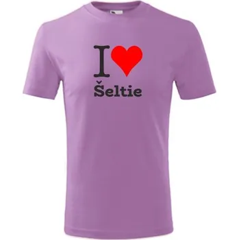 Chlapecké oblečení Fialové dětské tričko I love Šeltie - dárek pro malého pejskaře / pejskařku - barva fialová - velikost 4roky