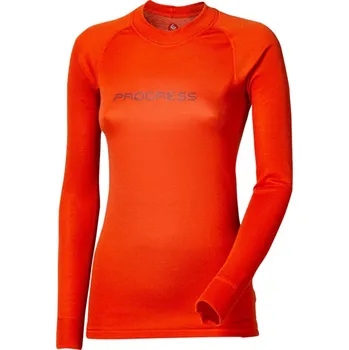 Dámské tričko Progress DF NDRZ Print tm. meruňka/skořice dámské funkční triko dlouhý rukáv - S