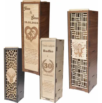 Stojan na víno Dřevěná krabička na víno - S vlastním obrázkem