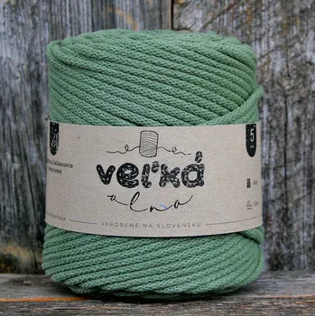 Příze VEĽKÁvlna VEL'KÁvlna bavlněná šňůra na háčkování 5mm Borovice