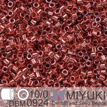 Korálek Korálky Miyuki Delica 10/0. Barva Spkl Cranberry Lined Crystal DBM0924. Balení 5g.