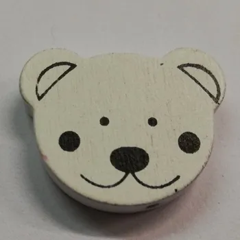 Dětské navlékací korálky Dřevěné korálky - medvídek bílý - 25x20mm - 1ks