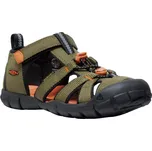 Keen Seacamp II CNX Youth dark olive/gold flame dětské outdoorové sandály i do vody - 32/33 EUR