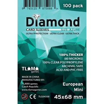 Příslušenství ke karetním hrám Obaly na karty Diamond Azure: European Mini (45x68 mm) (80 mikronů, 100 ks)