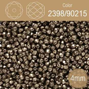 Korálek Korálky BROUŠENÉ 4mm. Barva 2398/90215. Neprůhledná bronzová . Balení 120Ks.