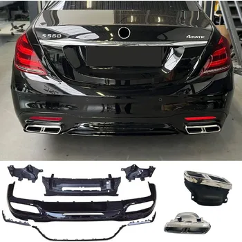 Tuning PROTEC Zadní difuzor + koncovky výfuku (CHROM) pro Mercedes-Benz S-Class W222 Facelift (od 04/2017)