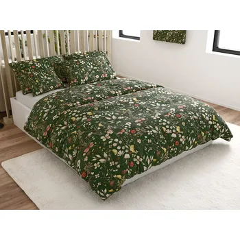 Povlečení Povlečení z mikrovlákna COLORFUL MEADOW tmavě zelené Rozměr povlečení: 70 x 90 cm | 140 x 220 cm
