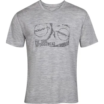 Pánské tričko Progress Aoraki šedý melír pánské triko krátký rukáv merino vlna - XL