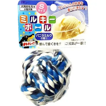 Hračka pro psa Provazový míček pro psy modrý vanilková příchuť S