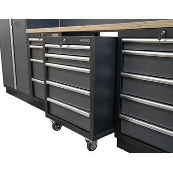 Dílenský stůl AKČNÍ SET Sestava 7 ks dílenského nábytku SET-CA01029 s dřevěnou pracovní deskou MB-TGW80