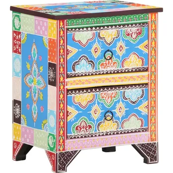 Noční stolek vidaXL Marketos Ručně malovaný noční stolek 40 x 30 x 50 cm masivní mangovník