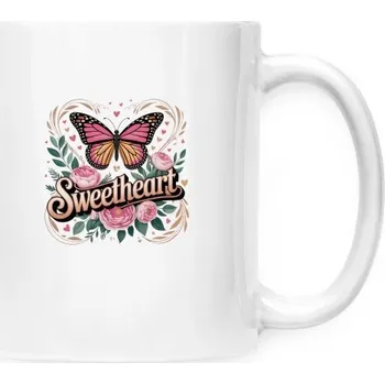Káva Hrnek malý bílý s potiskem Obrázek Sweetheart a káva chutí sladko