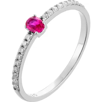 Prsten Bealio BEALIO Stříbrný prsten OVÁLNÝ červený Velikost prstenu: 63 03-13514-3617