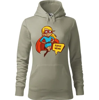 Pánská mikina Dámská mikina Super máma Velikost (žena): M, Vyberte barvu: Světlá khaki