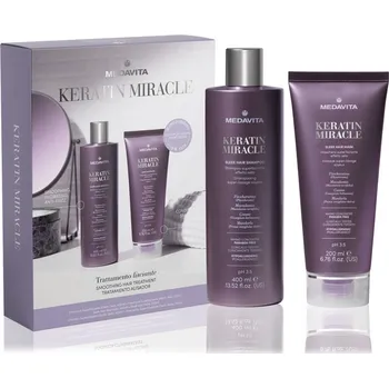 Kosmetická sada Medavita Keratin Miracle Medavita Keratin Miracle Sleek Hair Shampoo uhlazující šampon 400 ml + Medavita Keratin Miracle Sleek Hair Mask hydratační vyhlazující maska 200 ml kosmetická sada