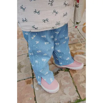 Dětské bavlněné kalhoty Konges Sløjd VIDA PANTS GOTS modrá barva, KS104034 KS104034.9BYA 55X, vel. 98