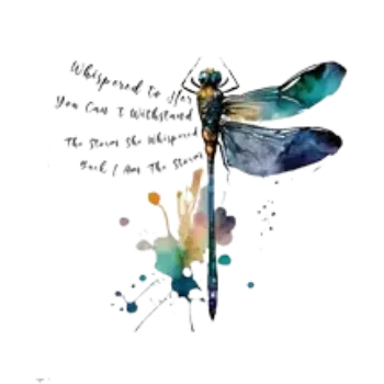 Nášivka Nažehlovací obrázek - vážka s citátem V (19,6 x 19,0 cm)