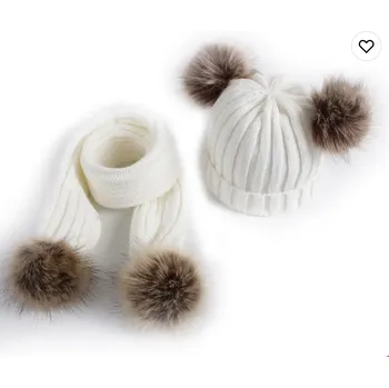 Čepice Zimní set čepice a šála PRINCEZNA Barva: Bílá