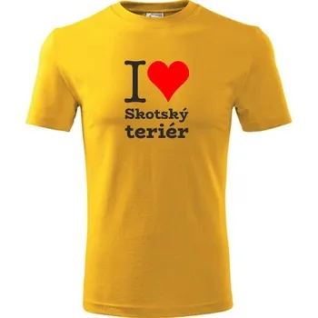 Chlapecké tričko Žluté dětské tričko I love Skotský teriér - dárek pro malého pejskaře / pejskařku - barva žlutá - velikost 6let