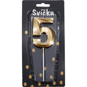 Dortová svíčka Párty svíčka číslo 5 Zlatá