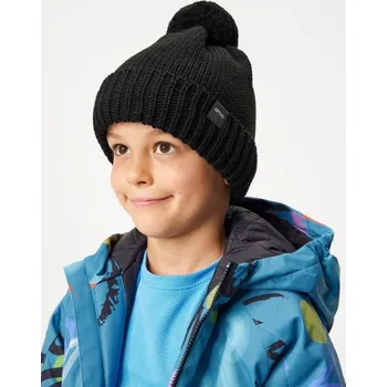 Módní doplněk Unuo Dětská čepice pletená Bobble, Černá - S (45-48 cm)