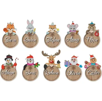 Vánoční ozdoba Dřevěné vánoční ozdoby k vybarvení se jménem – Zvířátka
