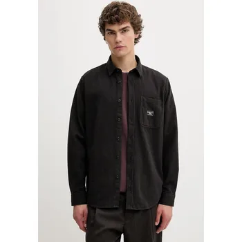 Pánská košile Bavlněná košile Guess Jeans pánská, černá barva, regular, s klasickým límcem, M5BH16 WGMH1 M5BH16.WGMH1 99A, vel. S