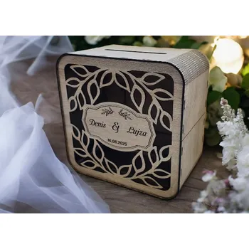 Svatební dekorace Svatební truhla na peníze - Vyřezávané listy