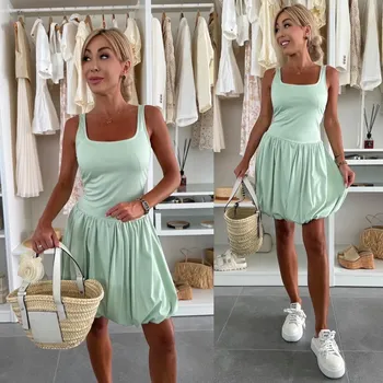 Dámské šaty Šaty s balonovou sukní mint Velikost: UNI: XS - M