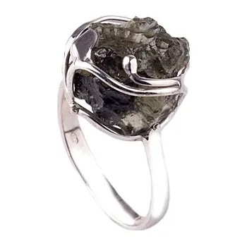 Prsten vltavín - stříbrný prsten (151) Velikost: 60, povrchová úprava: zlacené