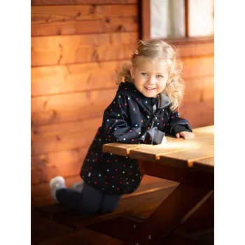 Oblečení a móda Unuo, Dětská softshellová bunda bez zateplení pružná Basic, Černá, Puntík - 92/98