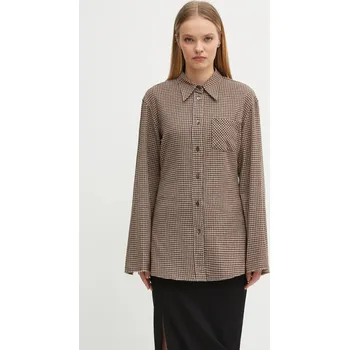 Dámská košile Košile Our Legacy Daisy dámská, hnědá barva, regular, s klasickým límcem, W4252DE, 36, 88X