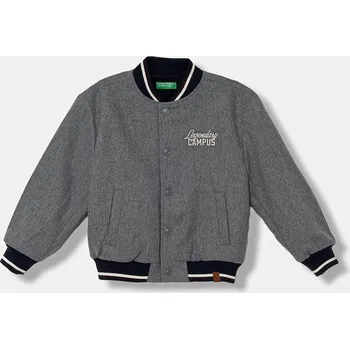 Dětská bomber bunda s příměsí vlny United Colors of Benetton 2LLUCN06G.G.seasonal šedá 90X, vel. 160