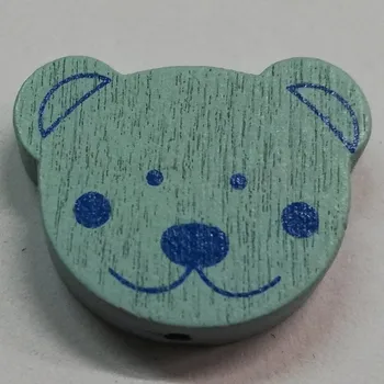 Dětské navlékací korálky Dřevěné korálky - medvídek světle modrý - 25x20mm - 1ks