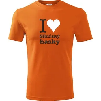 Chlapecké tričko Oranžové dětské tričko I love Sibiřský hasky - dárek pro malého pejskaře / pejskařku - barva oranžová - velikost 10let