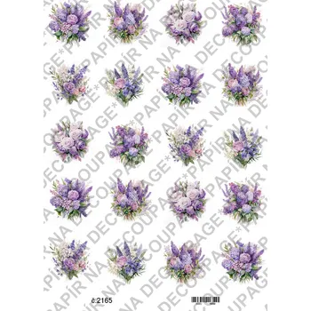 Umělecký papír Rýžový a soft papír na decoupage - Kytice lila - KB2165 Materiál: Soft, Rozměr: A4
