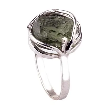 Prsten vltavín - stříbrný prsten (148) Velikost: 58, povrchová úprava: zlacené